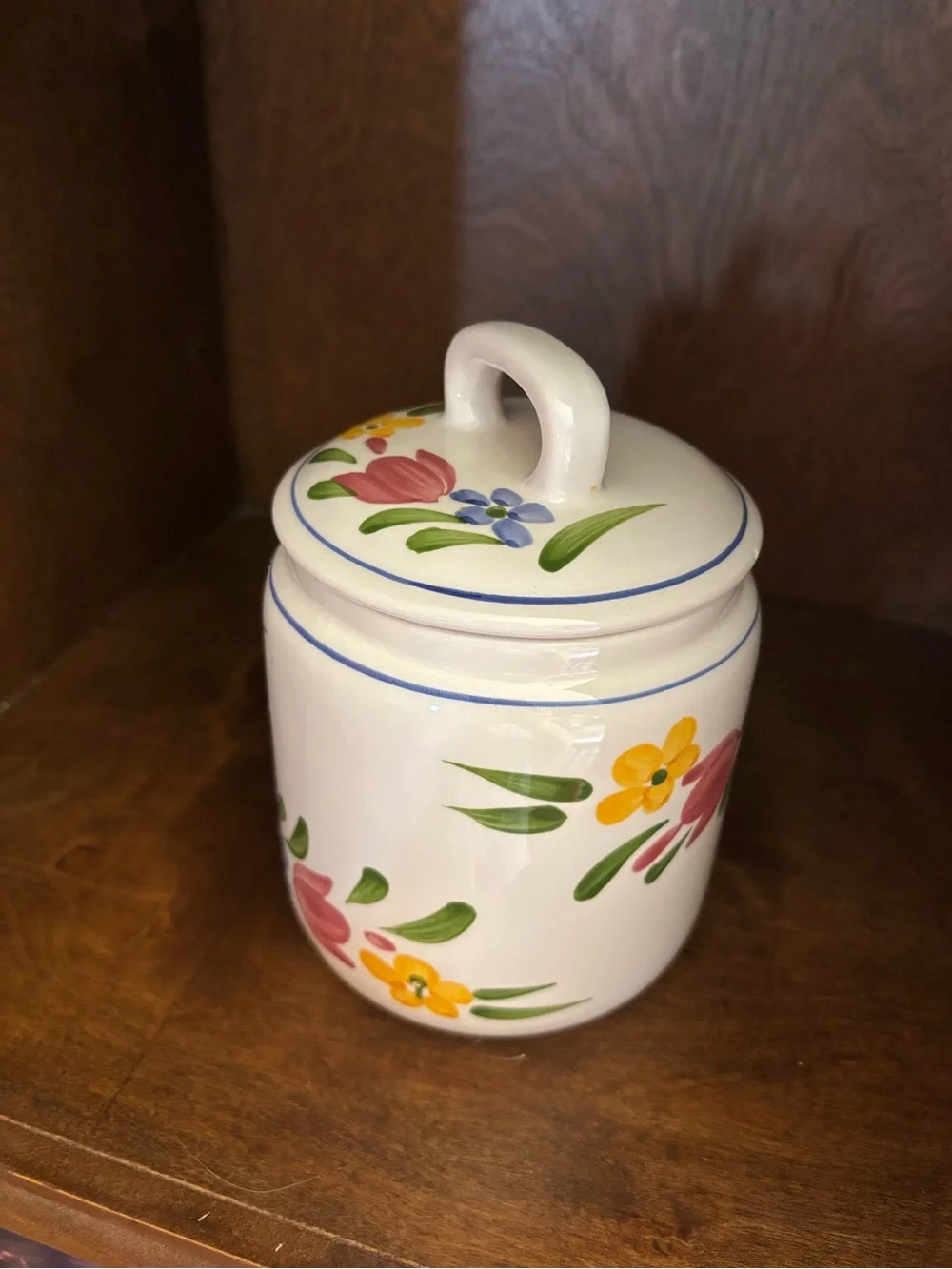 Ceramic Floral Canister Set - White with Multicolor Flowers